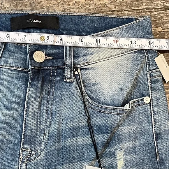 Stampd Jeans Womens Size 28 Pacific Blue‎ Busted Knee Distressed $300 Retail NEW - Picture 13 of 15